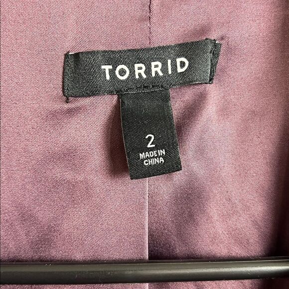 Torrid Women’s Size 2 Lavender Mauve Drape Front Button Up Blazer Jacket NWOT - Picture 4 of 9